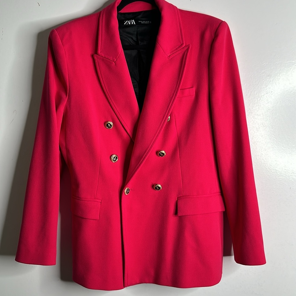 Zara pink double breasted blazer size XlArge new - Picture 2 of 8